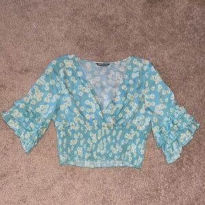 Turquoise Daisy blouse